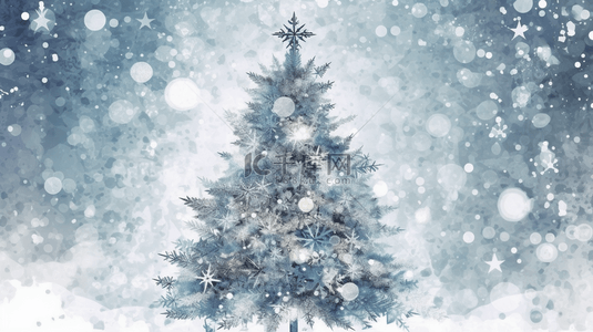 唯美银白色圣诞节圣诞树光斑背景