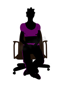 坐在椅子剪影上的非洲裔美国女性锻炼