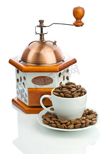 手动咖啡研磨机和咖啡豆杯的组成