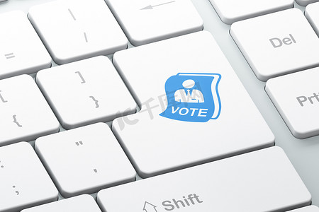 政治概念： 在电脑键盘背景上投票