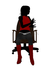 坐在椅子上的女音乐家插图剪影