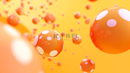 暖色可爱背景图片_橙红色系暖色可爱卡通3D球体背景