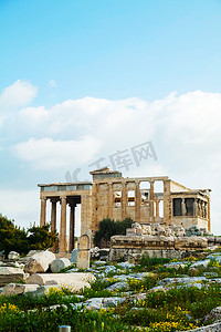 雅典摄影照片_雅典女像柱门廊