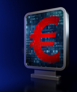 货币概念：广告牌背景上的欧元