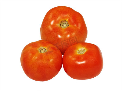 三个西红柿。隔离。