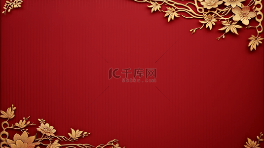 中国红金色背景图片_红金色中国风精致花朵边框
