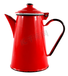 红色珐琅茶咖啡壶