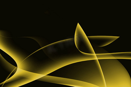 曲线黄色曲线摄影照片_深色背景上的抽象曲线黄色