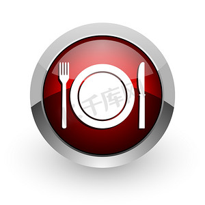食品红色圆圈 web 光泽图标