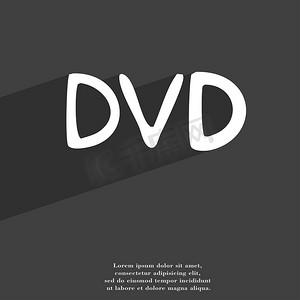 DVD 图标符号平现代网页设计与长阴影和空间为您的文本。