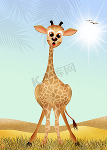 非洲风景中的长颈鹿