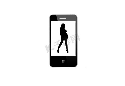 手机app按钮摄影照片_现代手机与女孩插画