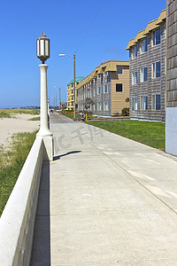 Seasise 俄勒冈州 沿着海滩的木板路。