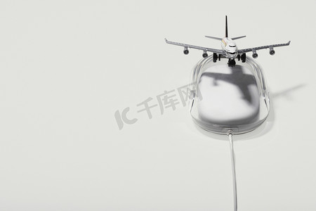 苹果麦金塔电脑鼠标数字复合材料上的巨型喷气式飞机