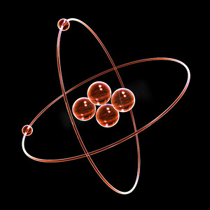 3d 氦原子由红色玻璃制成