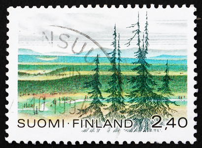 1988年摄影照片_邮票芬兰 1988 年乌尔霍凯科宁国家公园
