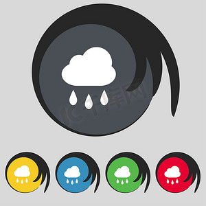 暴雨摄影照片_天气雨图标标志。
