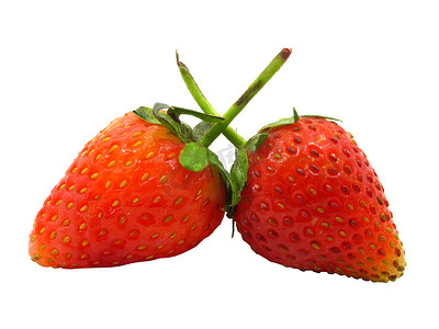 两个草莓靠在一起