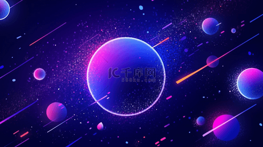 紫色科技感线条背景图片_抽象科技感粒子星球蓝紫色背景