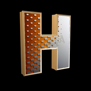 h字母创意设计摄影照片_具有现代半色调图案的 3d 抽象字母-H