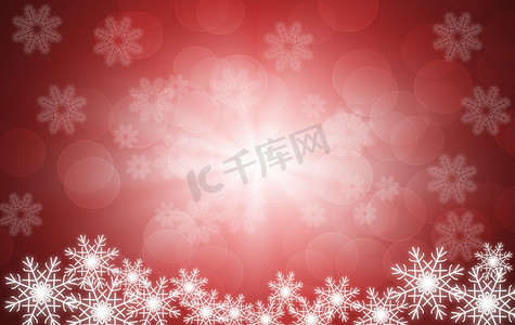 漫天飞舞的雪花摄影照片_红色圣诞背景与漫天飞舞的雪花