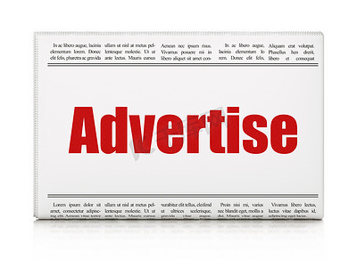 红色广告宣传摄影照片_广告概念：报纸标题广告