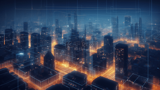 蓝色科技智慧城市数据背景