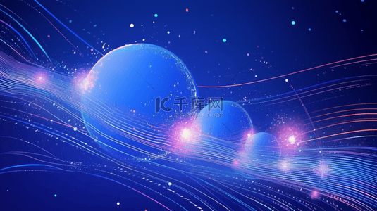 蓝色抽象科技感粒子光球星球背景