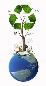 树作为动物的回收符号