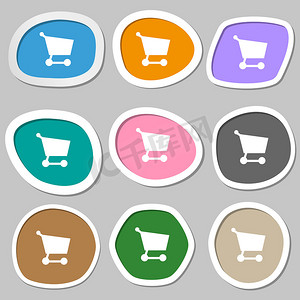 网络购物元素摄影照片_购物篮图标符号。