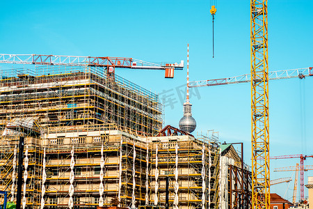 德国柏林的建筑工地正在进行中。