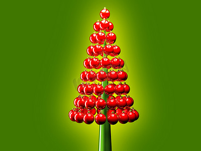 圣诞树有光泽的红色小玩意 3d 渲染