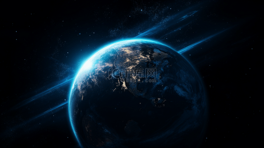 地球蓝色宇宙背景图片_蓝色科技感地球星球宇宙背景3