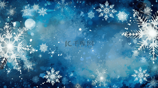 雪花新年背景图片_迷人的蓝色圣诞雪花