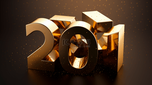 倒计时金色背景图片_2022年新年快乐插图，带有黄色背景上的排版数字和雪花。