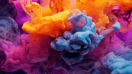 色彩油漆背景图片_金色闪闪发光的抽象背景，豪华黑烟丙烯酸漆水下爆炸宇宙旋涡墨水。