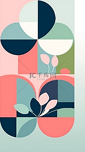 绿色粉色几何抽象形状包豪斯抽象图案