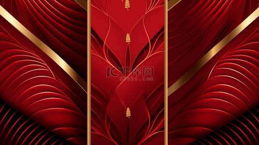 现代奢华的红色和金色背景设计，抽象极简主义。