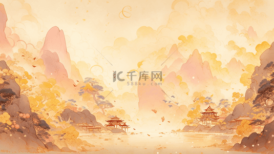 松树树脂背景图片_淡雅中国风唯美山水风景背景
