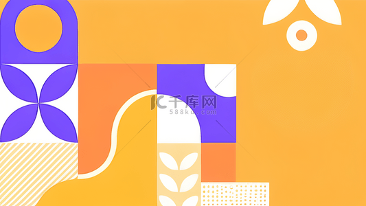 复古形状背景图片_橙紫色几何抽象形状包豪斯抽象图案