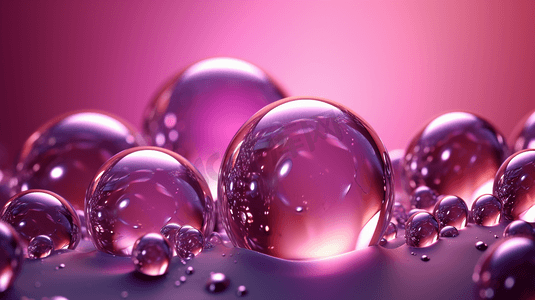 粉紫色液体水珠气泡特写2