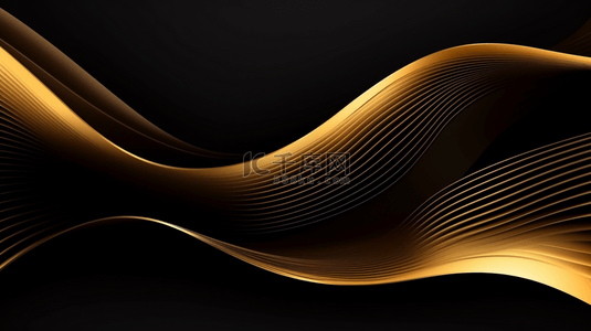 奢华背景，带有金色曲线元素和闪闪发光的装饰效果。