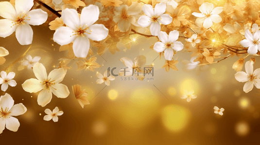 宁夏花儿背景图片_黑色背景配以金色花卉装饰。