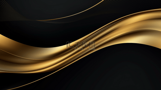 奢华背景，带有金色曲线元素和闪闪发光的装饰效果。
