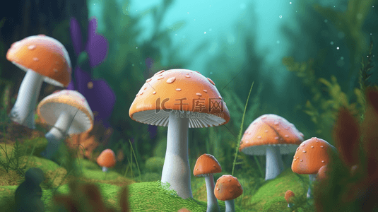 彩色3D立体卡通蘑菇6