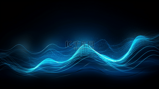 蓝色波纹大气背景图片_蓝色商务科技感曲线简约大气背景16