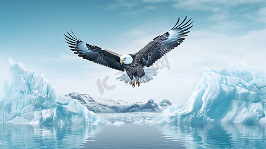 在冰山中飞行的秃鹰2