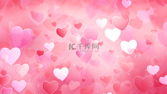 情人节心形图案背景图片_抽象的闪耀心形图案矢量粉色背景。