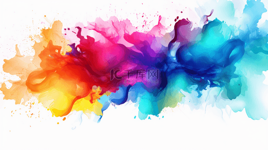 彩色刷子背景图片_抽象水彩设计彩色墨水绘画背景水彩溅斑