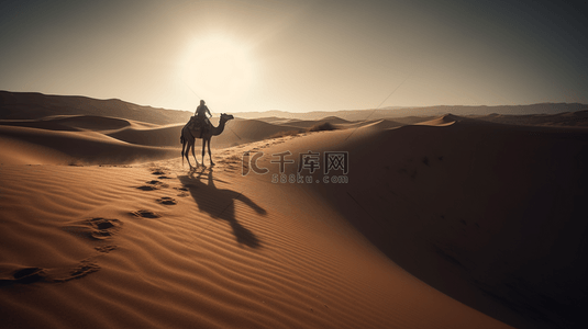炎热的沙漠骆驼自然风景7
